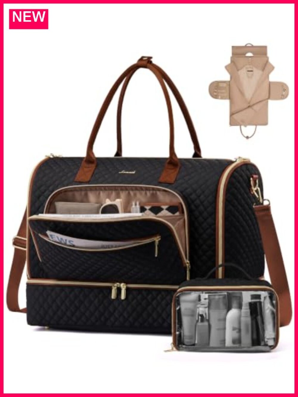 Convertible Travel Duffle Garment Bag, 47L Carry-On for Business